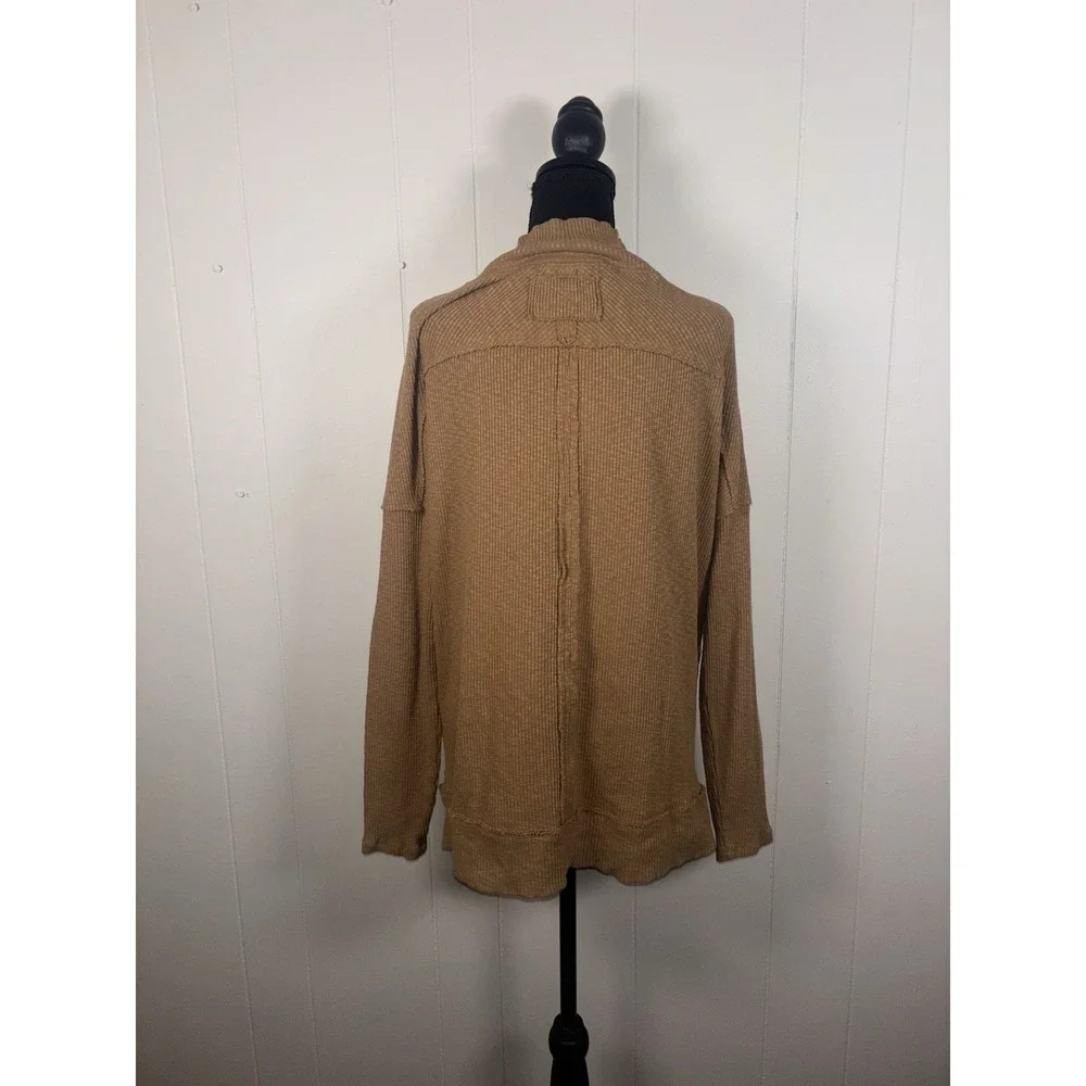 Free‎ People We The Free Cognac Long SLeeve Tunic oversized sweater Xs Mock Neck